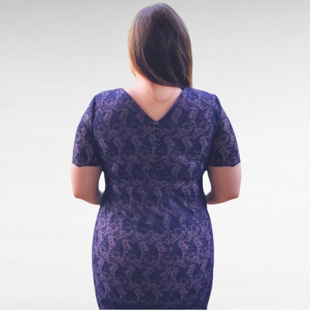 Purple Lace Mesh Elegant V-Neck Formal Evening Custom Made Dress